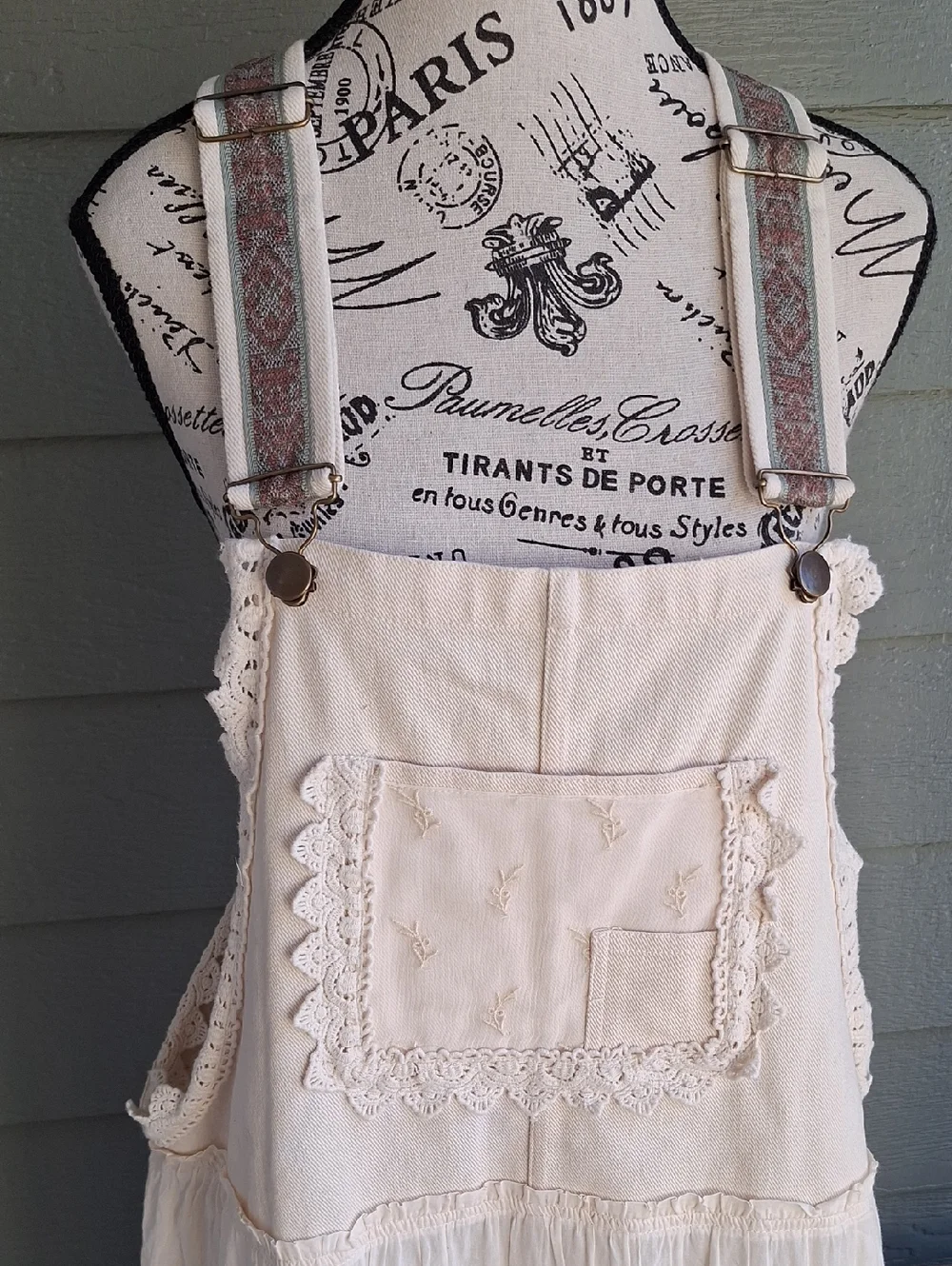 Free People Trails End Lace Crochet Vintage Overall Maxi Dress Skirtall XL - Picture 6 of 15